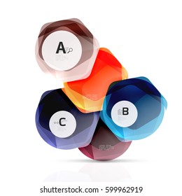 Geometrical hexagons abstract background, glossy shiny square style