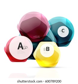 Geometrical hexagons abstract background, glossy shiny square style