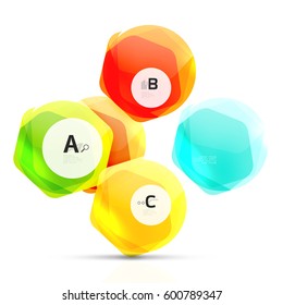 Geometrical hexagons abstract background, glossy shiny square style
