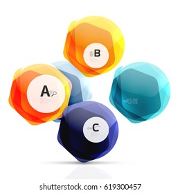 Geometrical hexagons abstract background, glossy shiny square style