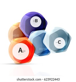 Geometrical hexagons abstract background, glossy shiny square style