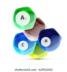 Geometrical hexagons abstract background, glossy shiny square style