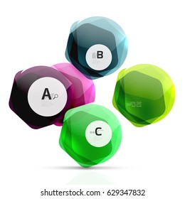 Geometrical hexagons abstract background, glossy shiny square style