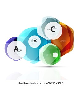 Geometrical hexagons abstract background, glossy shiny square style
