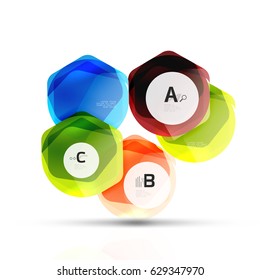 Geometrical hexagons abstract background, glossy shiny square style
