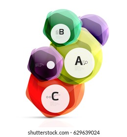 Geometrical hexagons abstract background, glossy shiny square style