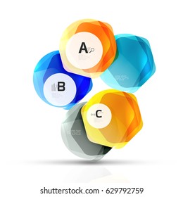 Geometrical hexagons abstract background, glossy shiny square style