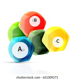 Geometrical hexagons abstract background, glossy shiny square style