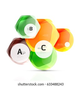 Geometrical hexagons abstract background, glossy shiny square style