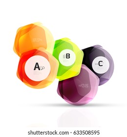 Geometrical hexagons abstract background, glossy shiny square style