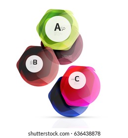 Geometrical hexagons abstract background, glossy shiny square style