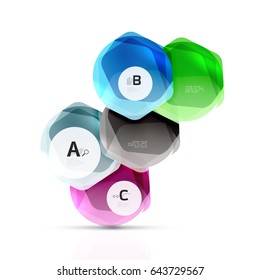 Geometrical hexagons abstract background, glossy shiny square style