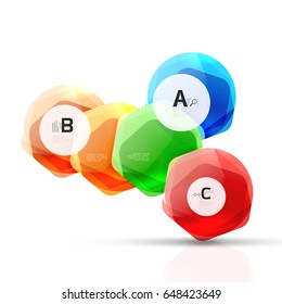 Geometrical hexagons abstract background, glossy shiny square style