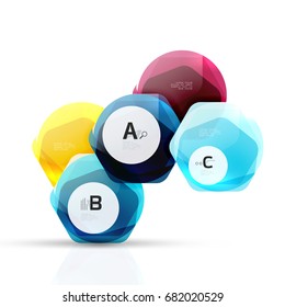 Geometrical hexagons abstract background, glossy shiny square style