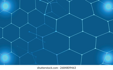 Geometrical honeycomb patterned blue background
