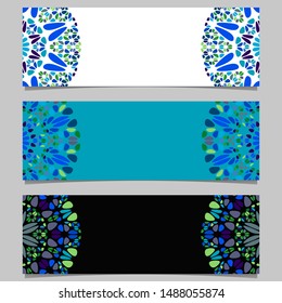 Geometrical horizontal stone mandala banner background set - abstract colorful vector graphics with floral mandalas