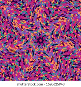 Geometrical hypnotic dynamic circular pattern background - abstract floral psychedelic vector graphic from curved shapes