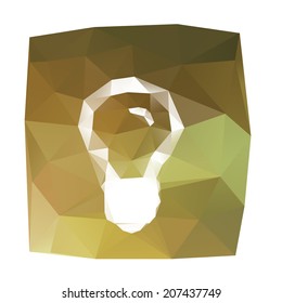 Geometrical idea bulb icon, colorful polygonal background