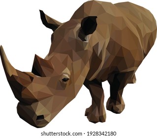 Geometrical illustration of a brown red African Rhinoceros isolated