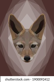 Geometrical illustration of a jackal head on a red background wallpaper