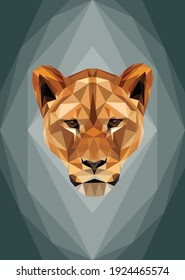 Geometrical illustration of a lioness head