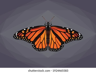 Ilustración geométrica de una mariposa monarca