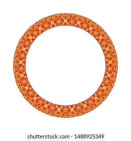 Geometrical isolated abstract mosaic border - colorful circular ornamental vector element on white background