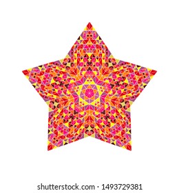 Geometrical isolated triangle ornament star polygon - abstract colorful ornamental polygonal vector design element from mosaic triangles