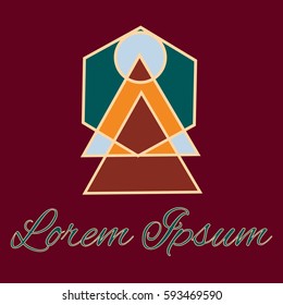 Geometrical line logotype. Unique linear badge for your design. 