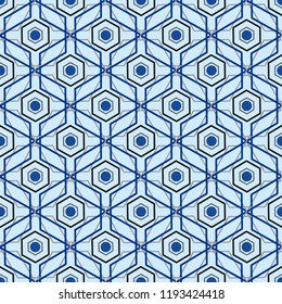 Geometrical linear blue background.Abstract Seamless pattern. Vector illustration for print  textile,fabric,wrapping paper.