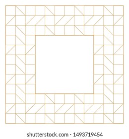 Geometrical linear decorative frame with the place for the text. Minimalist vector ornament. Monogram, greeting card, wedding invitation. Vector graphics.
