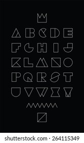 geometrical linear font against a dark background