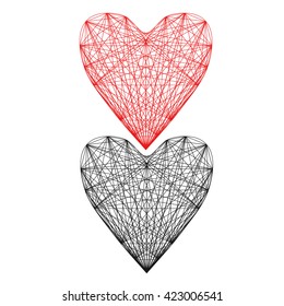 Geometrical lines in the form of heart. Vector illustration isolated.