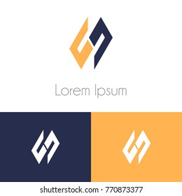 Geometrical logo design template set, with two preview