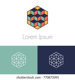 Geometrical logo design template set, with two preview