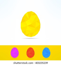 Geometrical low poly egg on white background.