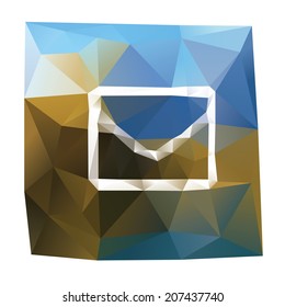 Geometrical mail envelope icon, colorful polygonal background