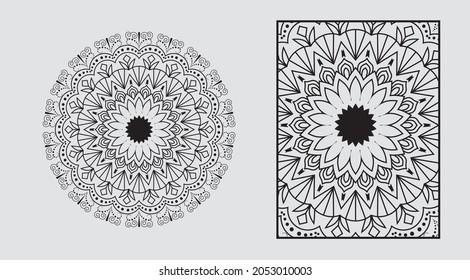 Diseño geométrico de Mandala con coloreado de Mandala página Diseño