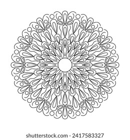 geometrical mandala design coloring book page