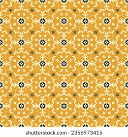 Geometrical mandala floral seamless repeat pattern Digital textile design for kurti shirt saree background texture wallpaper tiles mobile cover on yellow ground vector format cadded file