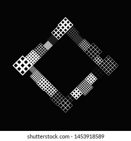 Geometrical minimal abstract square border frame - modern black and white vector graphic