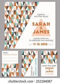 Geometrical modern wedding invitation set