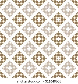 The geometrical monochrome pattern, square, dot, rhomb, seamless vector background.
