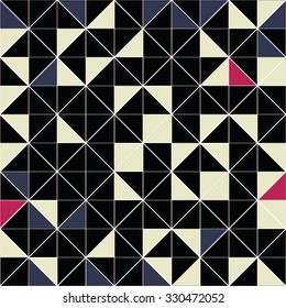 The geometrical monochrome pattern, square, triangle, rhombus, seamless vector background.
