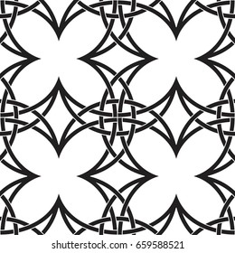 Geometrical, monochrome seamless pattern. Gothic style. Vintage element. Wall-paper for the press. Thin line. Vector illustration.