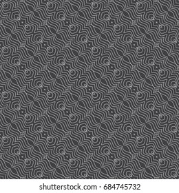 Geometrical, monochrome seamless pattern. Simple linear style. Wall-paper for the press. Vector illustration.