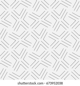 Geometrical, monochrome seamless pattern. A symmetric element from three figures. Wall-paper for the press. Simple linear style. Vector illustration.