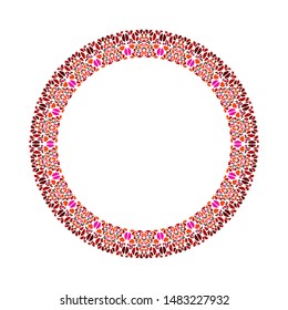 Geometrical mosaic frame - round circular abstract vector element on white background
