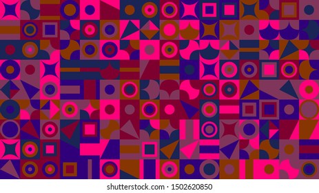 Geometrical mosaic pattern webpage background - random abstract colorful vector graphic design