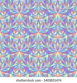 Geometrical multicolored mosaic floral pattern background - seamless polygonal vector design